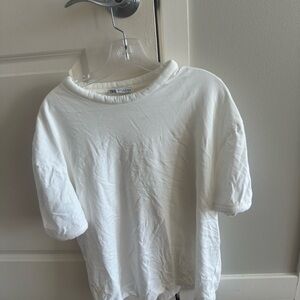 Zara White oversized Short Sleeve Top